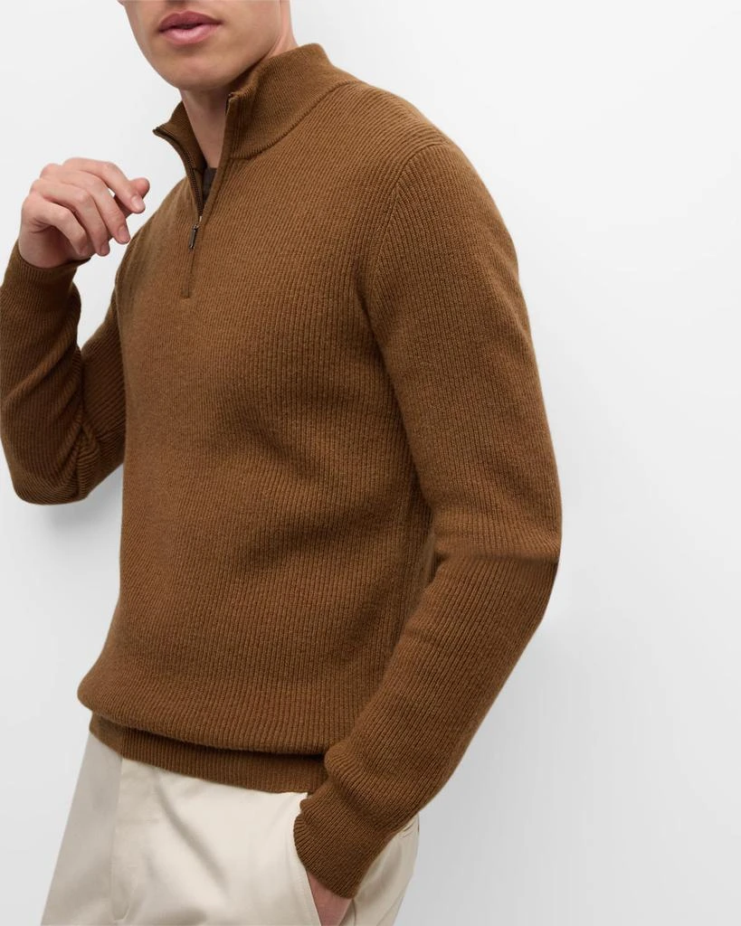 Neiman Marcus Men's Ribbed Quarter-Zip Sweater 6