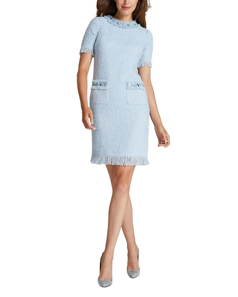 Teri Jon Beaded Fringe Tweed Dress 2