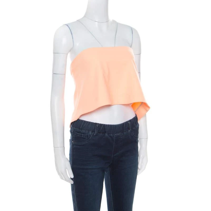 Elizabeth and James Elizabeth & James Sunwashed Orange Ponte Knit Strapless Addilyn Crop Top S 2