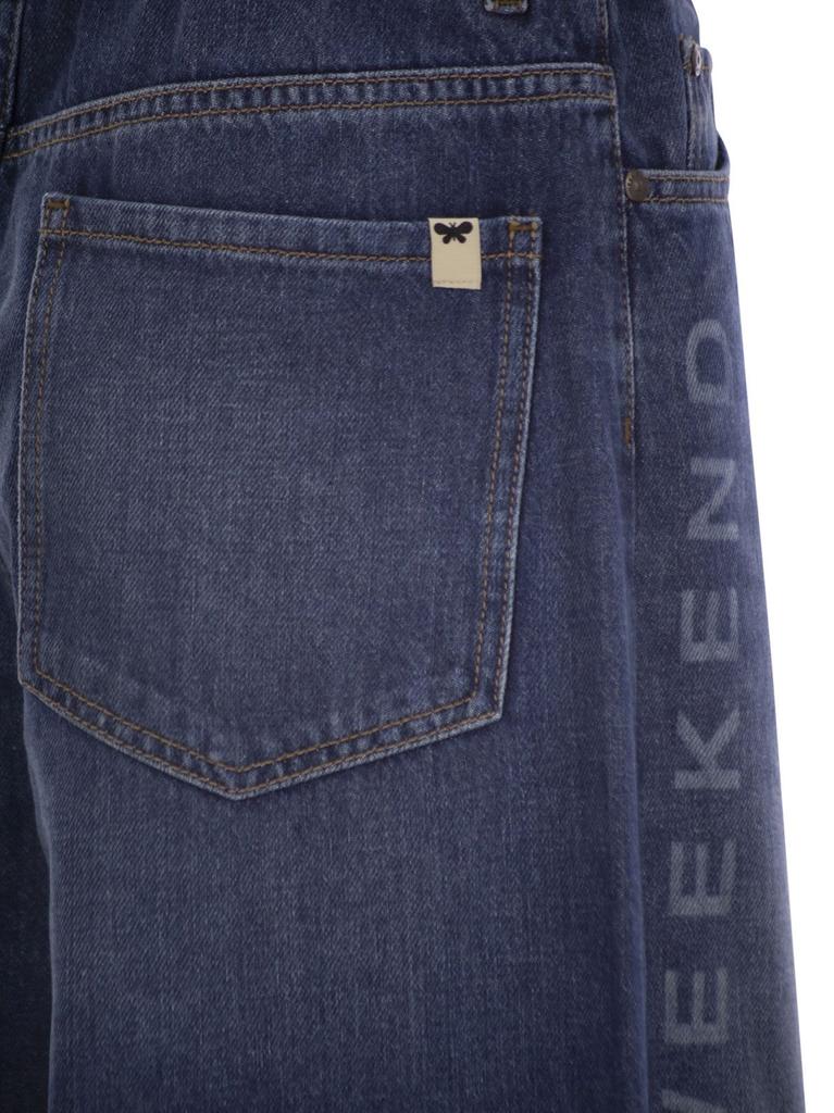 WEEKEND MAX MARA ロゴ プリント ワイド デニム LISOTTE Wide denim jeans with logo, navy | Weekend Max Mara