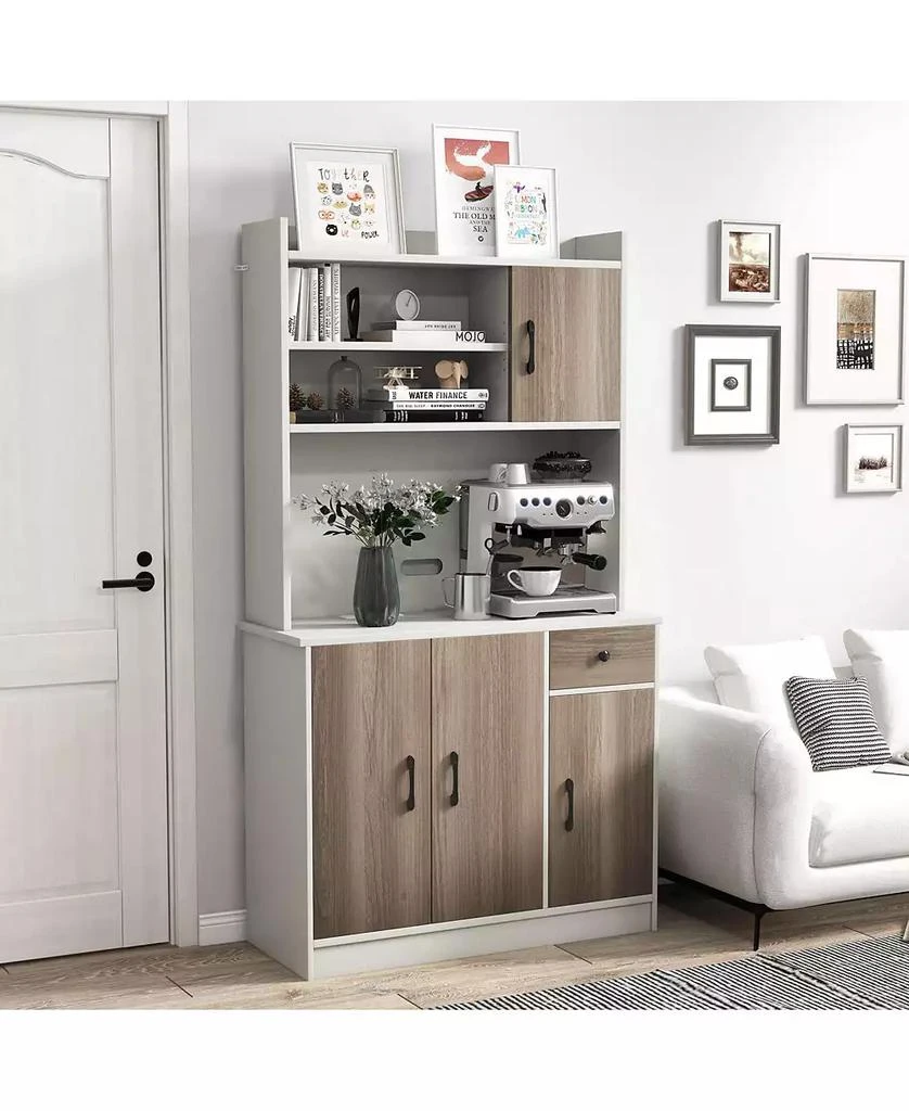 Costway 4-Door 71

 Kitchen Buffet Pantry Storage Cabinet w/Hutch Adjustable Shelf 4