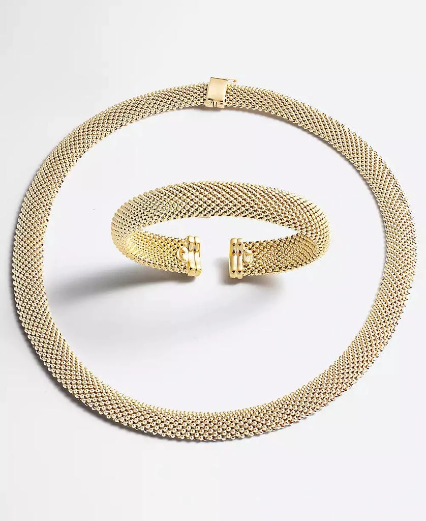 Italian Gold Mesh Bangle Bracelet in 14k Gold over Sterling Silver 4