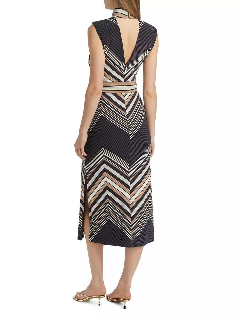 Ramy Brook Karolina Chevron-Print Sleeveless Midi Dress 5