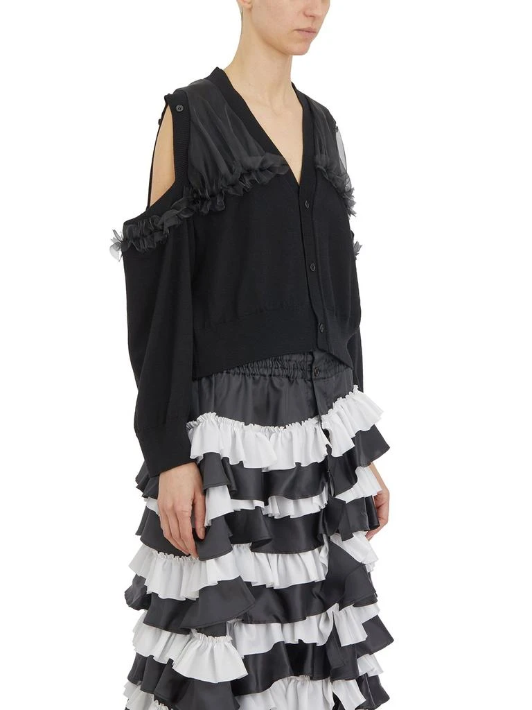 Noir Kei Ninomiya Noir Kei Ninomiya Ruffle-Detailed V-Neck Cardigan 3