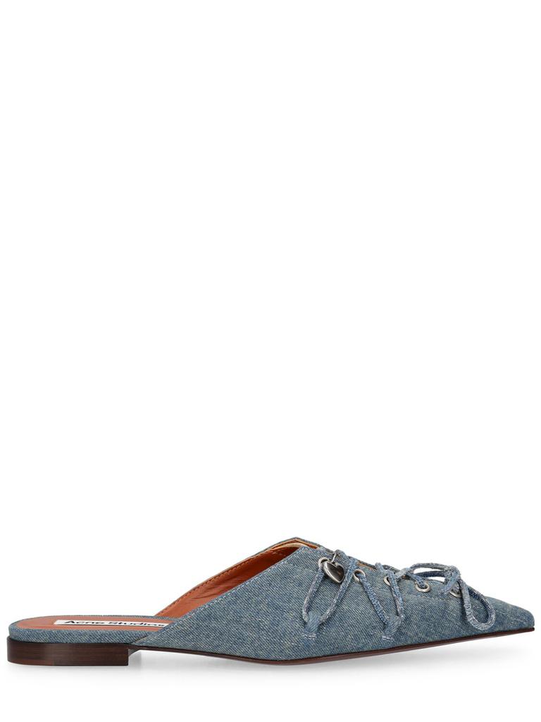 Acne Studios 10mm Bitten Denim Flat Mules