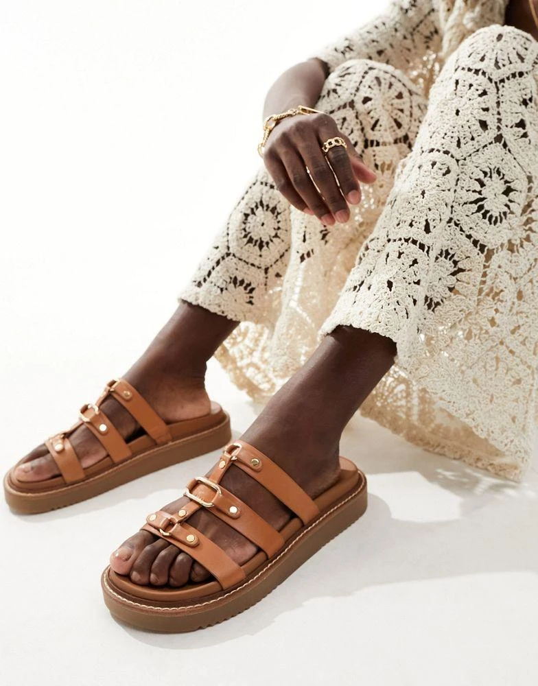 ALDO ALDO Mariesoleil footbed sandals in medium brown leather 1