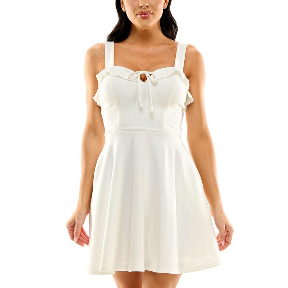 City Studios Juniors' Sweetheart Tie-Neck Skater Dress