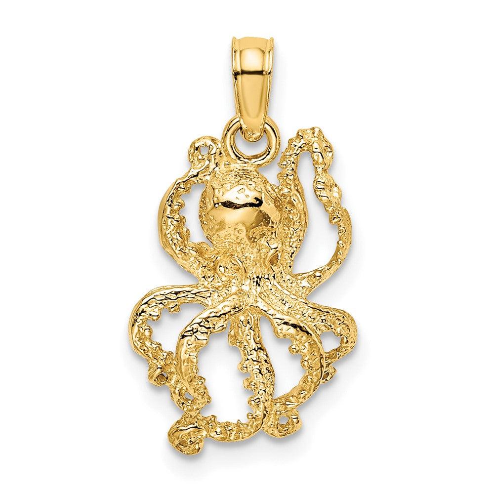 Diamond2Deal 10k Yellow Gold 2-D Textured Octopus Charm Pendant