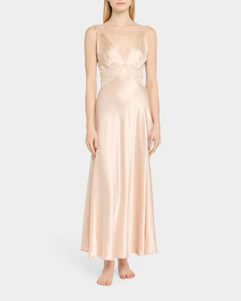 Christine Lingerie Bijoux Lace-Inset Silk Gown 3