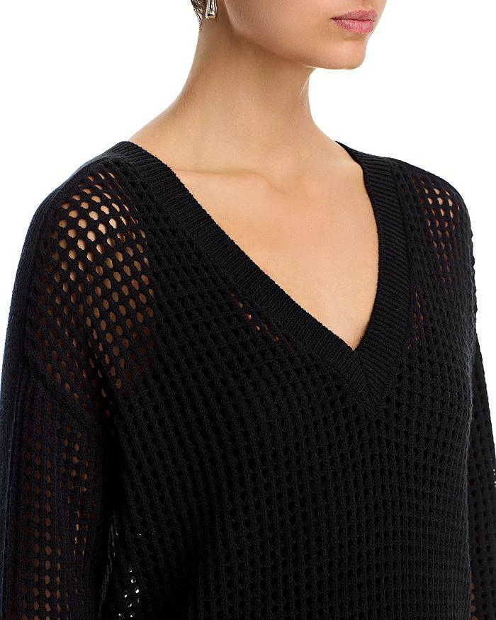 ATM Anthony Thomas Melillo V Neck Mesh Stitch Sweater 4