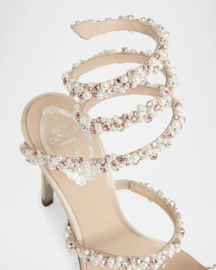 Rene Caovilla Cleo Pearly Crystal Snake-Wrap Sandals 4