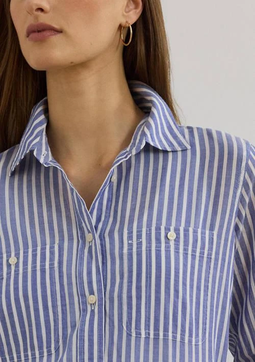 Ralph Lauren Ralph Lauren Women S Relaxed Fit Voile Roll Tab Sleeve Shirt 3