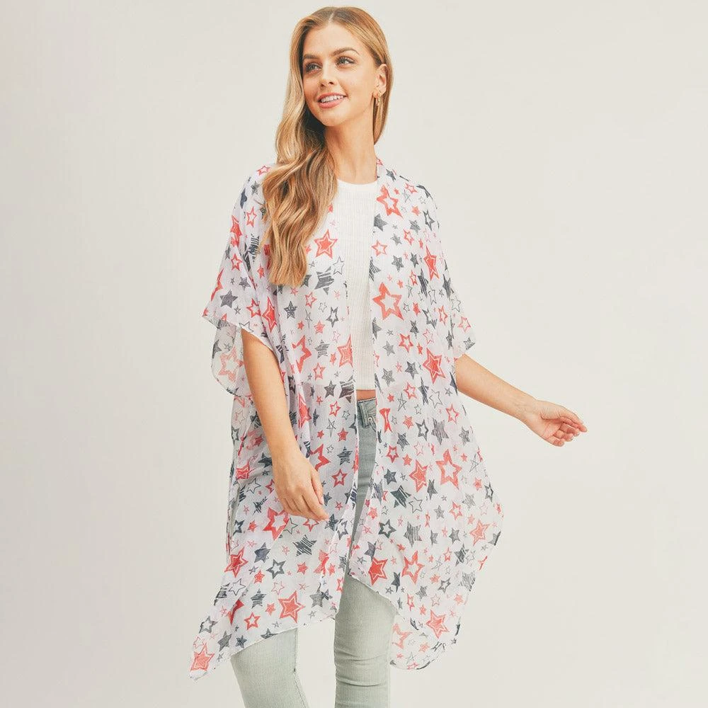 TRUEDAMES Star Patterned Cover Up Kimono Poncho