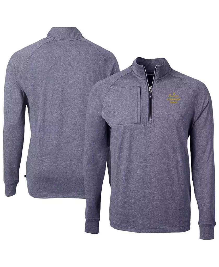Cutter & Buck Men's Heather Navy Notre Dame Fighting Irish Play Like A Champion Today Adapt Eco Knit Heather Quarter-Zip Sweatshirt