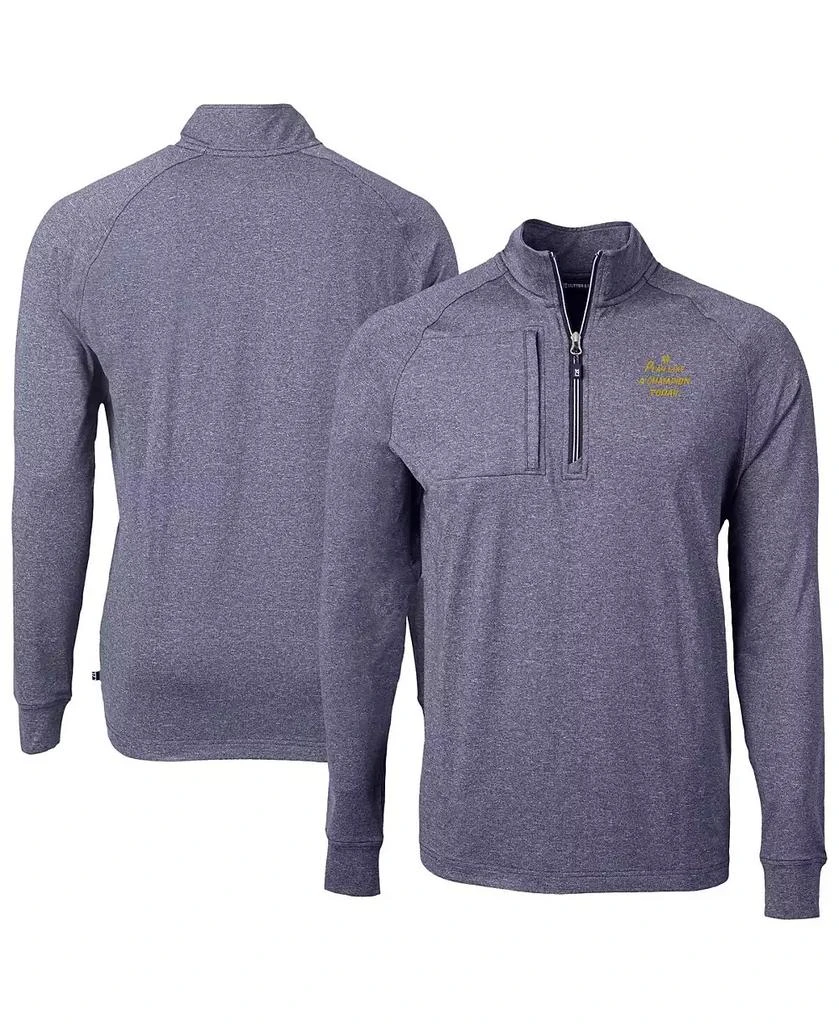 Cutter & Buck Men's Heather Navy Notre Dame Fighting Irish Play Like A Champion Today Adapt Eco Knit Heather Quarter-Zip Sweatshirt 1