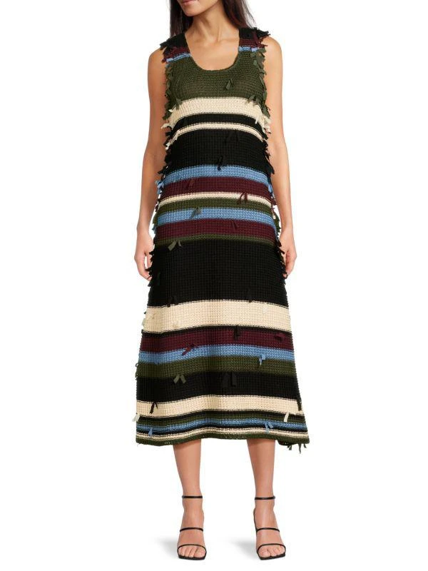 Salvatore Ferragamo Striped Knot Midi Dress 1
