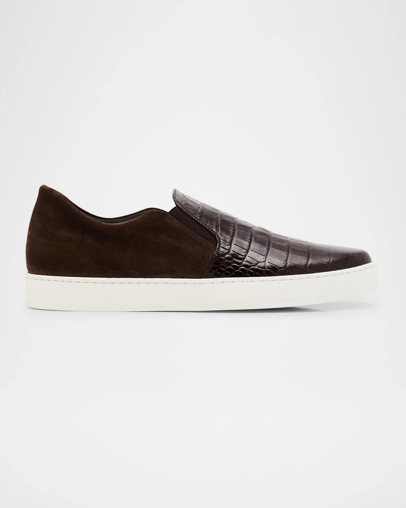 Manolo Blahnik Men's Nadores Croc-Effect Slip-On Sneakers 1