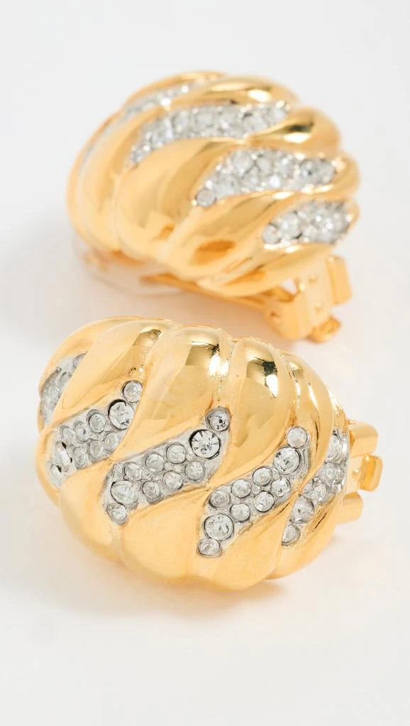 Kenneth Jay Lane Gold Rhine Wave Dome Clip Earrings 4