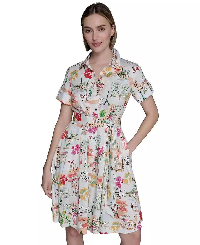 Karl Lagerfeld Paris Women's Printed Cotton A-Line Shirtdress 2