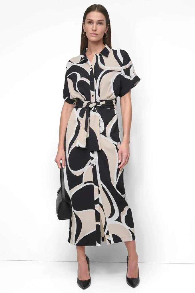DKNY DRAPEY CREPE BELTED MAXI DRESS 1