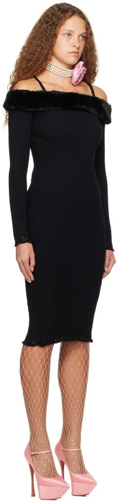 BLUMARINE Black Faux-Fur Midi Dress 2