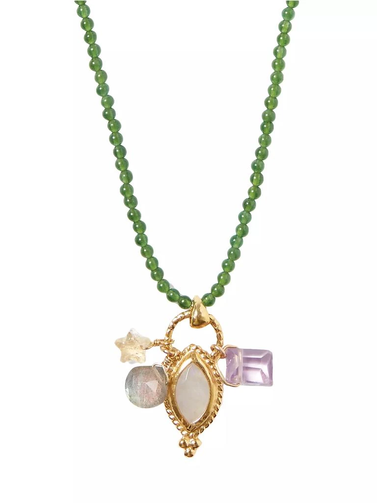 Chan Luu 18K Gold-Plated, Green Agate Bead & Multi-Gemstone Pendant Necklace 2