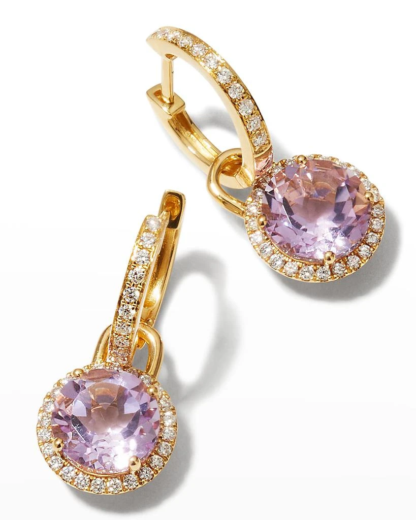 Kiki McDonough Grace Lavender Amethyst and Diamond Round Mini Drop Earrings in Yellow Gold 3