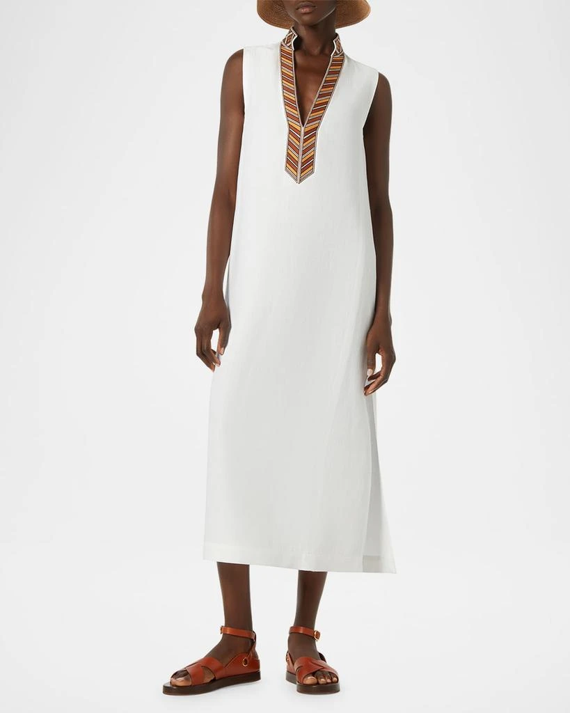 Loro Piana Abril Suitcase Stripe Embroidered Sleeveless Midi Dress 2