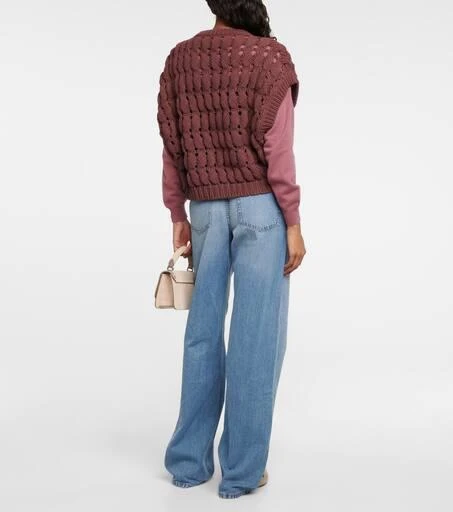 Brunello Cucinelli Open-work cotton-blend top 3