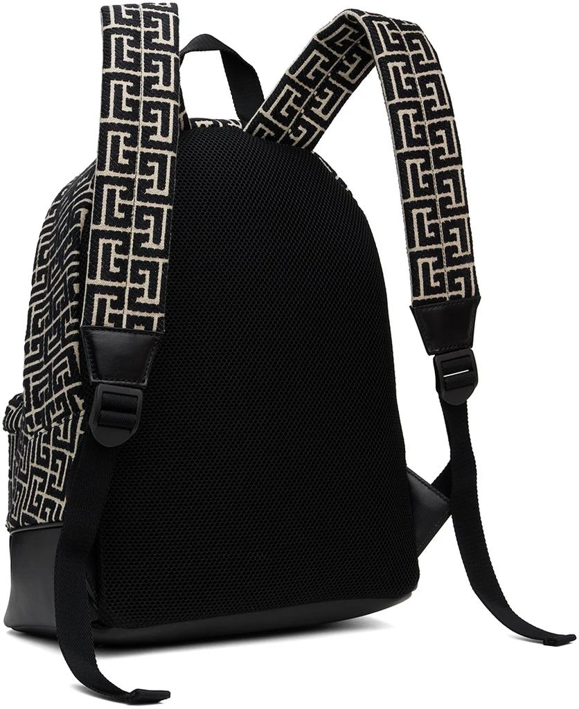 Balmain Black & Beige Jacquard Monogram Backpack 3