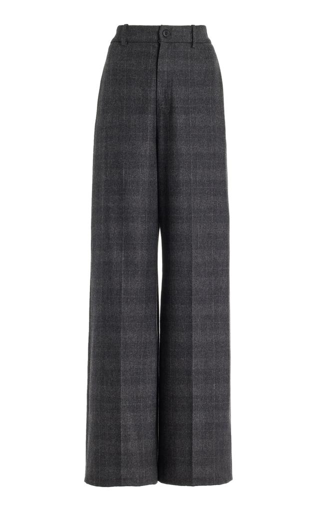 NILI LOTAN NILI LOTAN - Johan Checked Wool-Cashmere Wide-Leg Pants - Black - US 0 - Moda Operandi