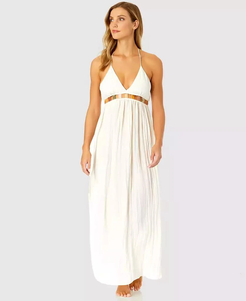 Ibiza Anne Cole Women's V-Neck Jewel Halter Maxi Cover-Up Dress 4