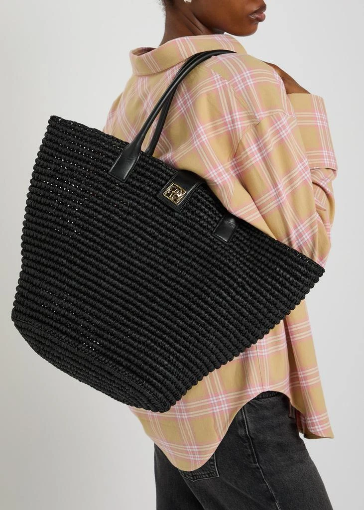 ANINE BING Lou woven raffia tote 5
