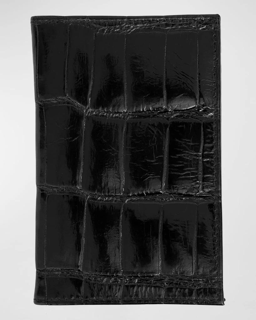 Abas Men's Glazed Alligator Leather Bifold Card Case 1