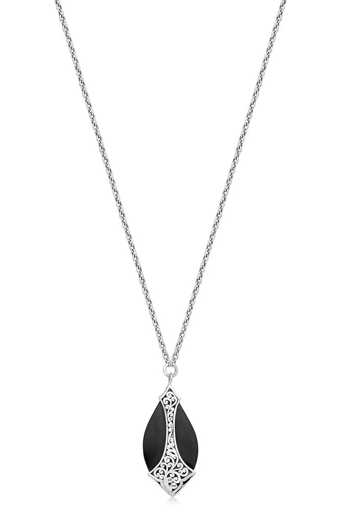 Lois Hill Sterling Silver Black Onyx 
Brown Diamond Teardrop Pendant Necklace - 0.25ct. 2