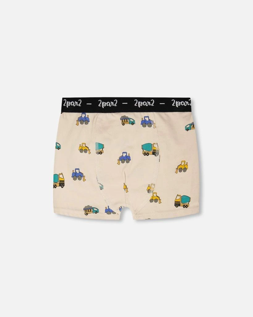 Deux par Deux Organic Cotton Boxer Beige Truck Print