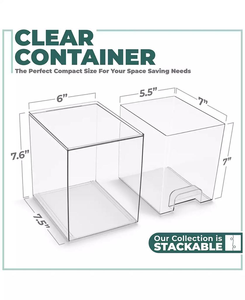 Sorbus 2 Pack Clear Acrylic Drawer Organizers - Makeup Case Pull-Out Drawers (7.6   Tall)
