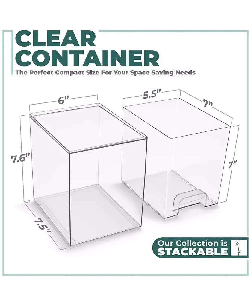 Sorbus 2 Pack Clear Acrylic Drawer Organizers - Makeup Case Pull-Out Drawers (7.6   Tall) 2