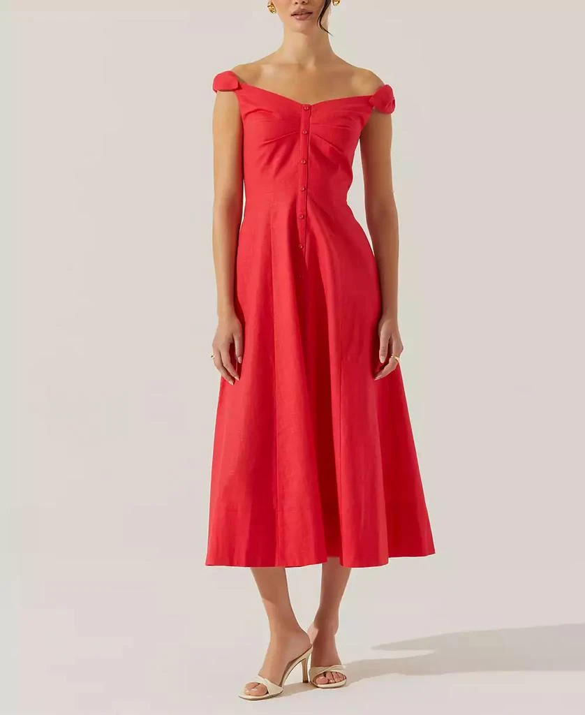 ASTR Women's Charelin Off-The-Shoulder Linen-Blend Midi Dress 1