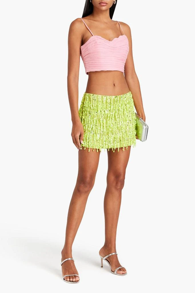 Aje Laurier Wave cropped plissé-organza top 2