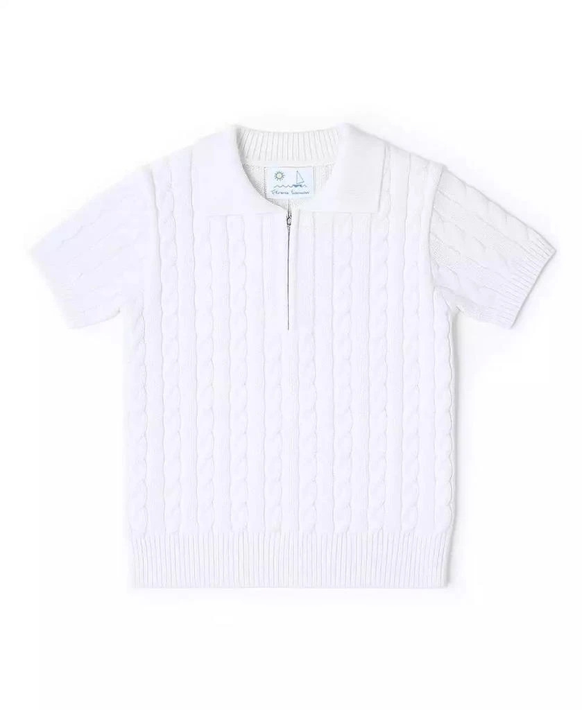 Florence Eiseman Toddler Boys Short Sleeve Polo Cable Sweater