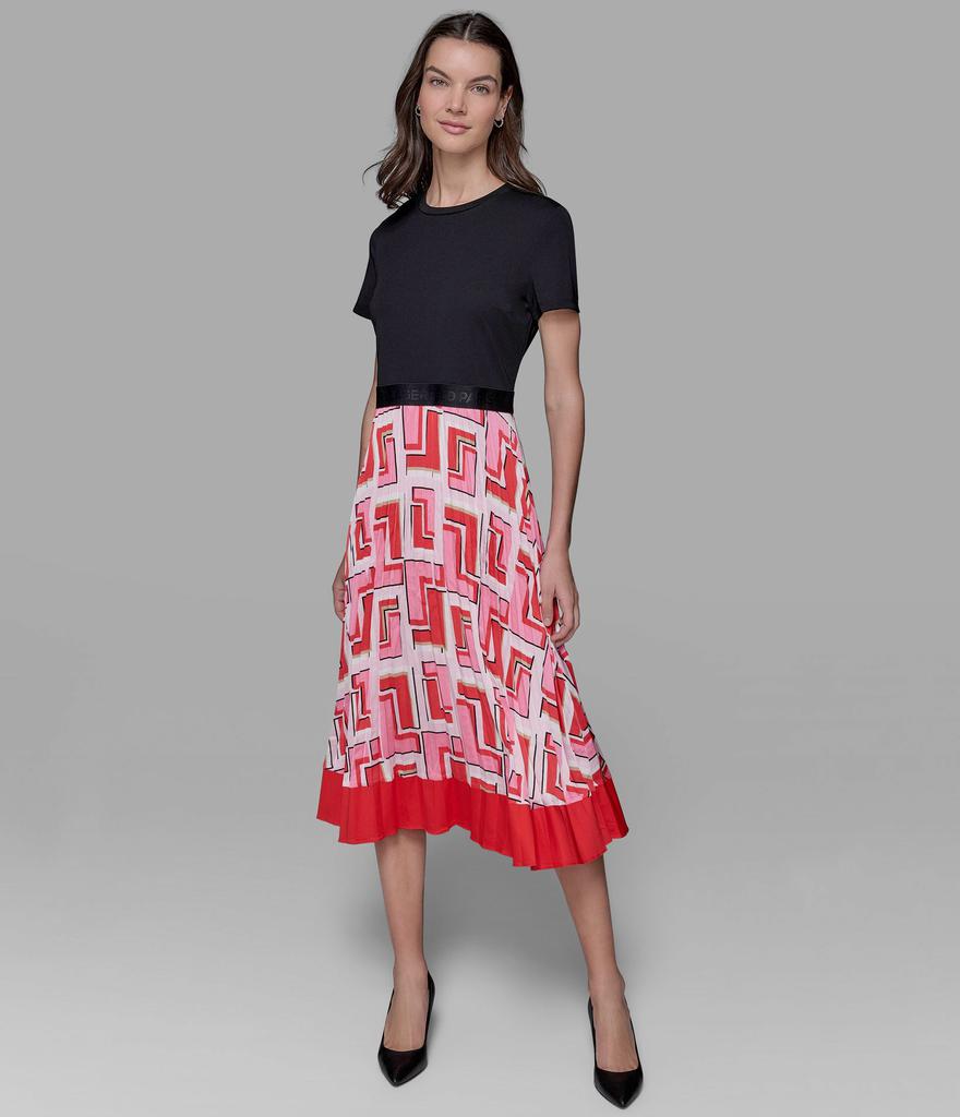 Karl Lagerfeld Paris PRINTED PLEATED DRESS-PARFAIT MULTI