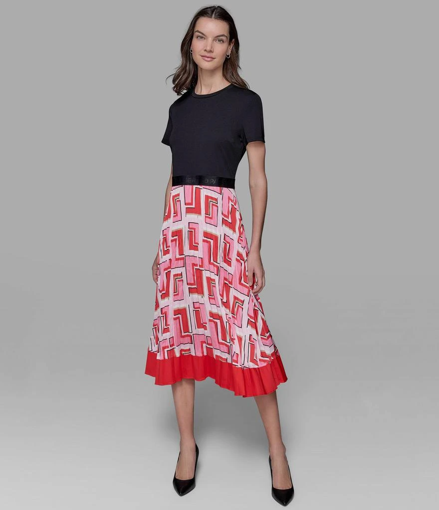 Karl Lagerfeld Paris PRINTED PLEATED DRESS-PARFAIT MULTI 1