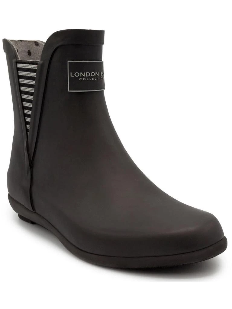 London Fog Piccadilly Womens Faux Leather Ankle Rain Boots 1
