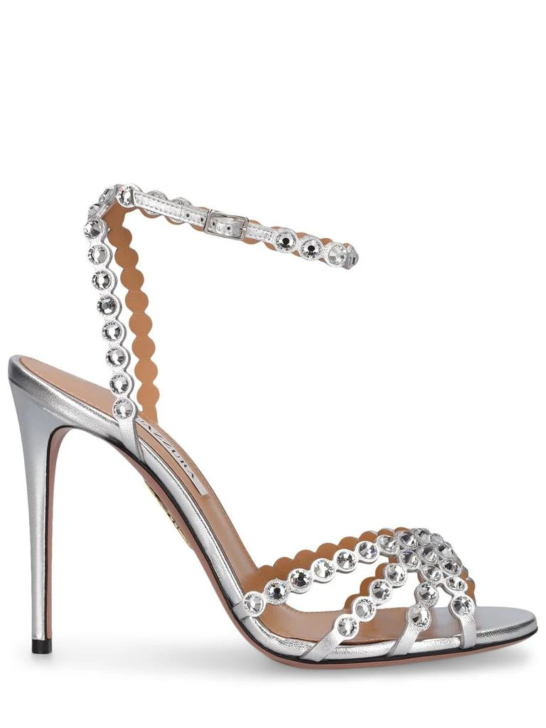 Aquazzura 105mm Tequila Metallic Leather Sandals 1