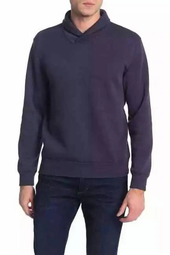 WALLIN & BROS Shawl Collar Fleece Lined Pullover In Blue 1