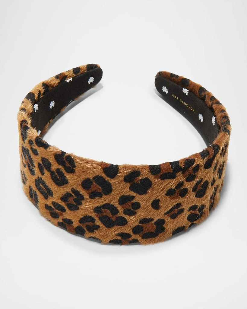 Shop Brigitte Leopard-Print Faux Pony Hair Headband on Sale  display picture 1
