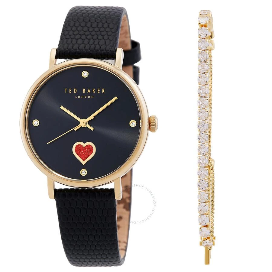 Ted Baker London Phylipa Quartz Crystal Black Dial Ladies Watch and Bracelet Set BKGFW22159I 1