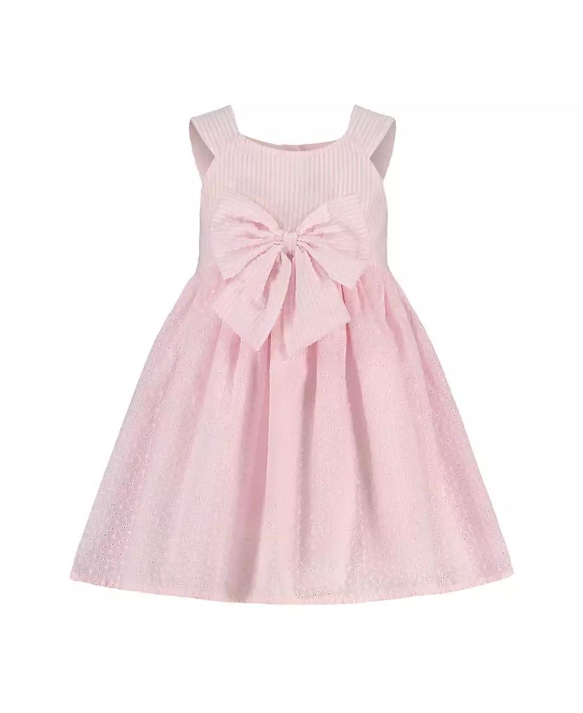 Blueberi Boulevard Baby Girls Seersucker Stripe with Eyelet Fit-and-Flare Dress