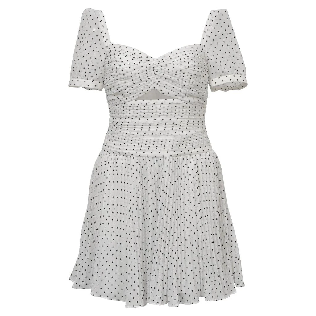 Self Portrait Polka Dot Mini Dress in White Polyester 1